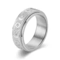 Edelstahl drehbarer Sonne Mond Stern Ring Anti Stress Angst Ring Modeschmuck Accessoire - Größe 6 / Silber