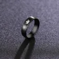 Black stainless steel couple ring 6mm wide featuring crown and His Queen engraving. - Black King Gold Print
