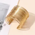 Gold multi-strand wire cuff bracelet, wide open metal fashion jewelry for women daily wear. - Wire Arm Cuff / Medium KC Gold
