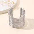 Silver multi-strand metal cuff bracelet, adjustable geometric open fashion jewelry for women - Wire Arm Cuff / White K Silver