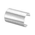 Silver wide metal open cuff bracelet modern minimalist fashion jewelry variant style - Long Flat Arm Cuff / White K Silver