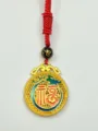 Chinesischer vergoldeter Fu Anhänger Halskette mit roter Kordel Amulett Glücksbringer Schmuck - Stil 9: Segen-Drache mit roter Kordel