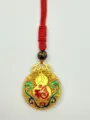 Traditionelle vergoldete Kürbis-Anhänger Halskette im chinesischen Stil mit rotem Seil. - Stil 4: „Fu“-Kürbis mit roter Kordel