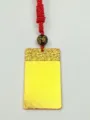 Chinesischer Stil Imitation Gold Anhänger Halskette mit rotem geflochtenem Seil und Perle. - Stil 19: Leere quadratische Plakette mit roter Kordel
