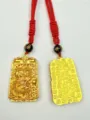 Chinesischer Stil Imitation Gold Anhänger Halskette mit rotem Seil und Doppelplatten. - Stil 20: Quadratische Drachenplakette mit roter Kordel