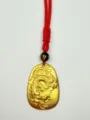 Chinesischer traditioneller Golddrachen-Anhänger Halskette mit rotem Seil und Mantra-Perle - Stil 25 ovale Plakette Drache + rote Kordel