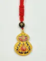 Traditioneller chinesischer goldener Kuerbis Anhaenger Halskette mit rotem geflochtenen Seil. - Stil 28 goldene Kalebasse blaues Email + rote Kordel