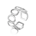 Bague ouverte géométrique en acier titane, bijou en acier inoxydable de détail. - Ouvert Ajustable / Style 7 Argent
