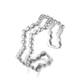Bague ouverte ondulée en acier titane argenté minimaliste, détail de bijoux tendance. - Ouvert Ajustable / Style 10 Argent