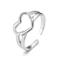 Superbe bague ouverte argentée minimaliste avec cœur évidé et nœud très élégant. - Ouvert Ajustable / Style 11 Argent