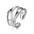 Bague ouverte minimaliste, bijou en acier inoxydable ondé élégant gros plan détail. - Ouvert Ajustable / Style 8 Argent