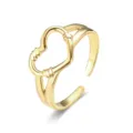 Bague cœur ouverte dorée avec détail de nœud, bijou de mode minimaliste pour femmes. - Ouvert Ajustable / Style 11 Or