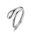 Minimalistischer silberner Schlangen Offener Ring Damen modischer Schmuck Accessoire - Offen Verstelbar / Stil 1 Silber