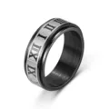 Edelstahl Ring mit römischen Ziffern drehbar Anti-Angst Ring für Paare Schmuck neu - US Größe 6 / Drehbarer 8-mm-Ring in Schwarz