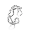 Détail de bague ouverte cœur creux argenté, superbe bijou minimaliste en acier inoxydable. - Ouvert Ajustable / Style 4 Argent