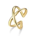 Bague ouverte croisée X minimaliste dorée bague statement en acier titane détail - Ouvert Ajustable / Style 5 Or