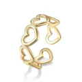 Gros plan détaillé de bague ouverte en acier inoxydable doré, design géométrique cœur. - Ouvert Ajustable / Style 4 Or