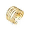 Detailansicht eines breiten, mehrreihigen offenen Rings aus goldfarbenem Titanstahl. - Offen Verstelbar / Stil 2 Gold