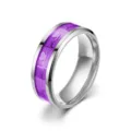 Edelstahl Ring mit lila Herzschlag EKG Muster, Paar Schmuck Detailansicht. - Größe 6 / Lila