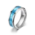 Edelstahl leuchtender Herzschlag Ring Detail, stilvolles EKG leuchtendes Paar Schmuckstück. - Größe 6 / Blau