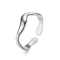 Élégante bague ouverte style vague d'eau minimaliste en acier titane, bijou argenté. - Ouvert Ajustable / Style 12 Argent