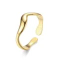 Bague ouverte ondulée en acier au titane doré, bijoux de doigt géométriques minimalistes style coréen. - Ouvert Ajustable / Style 12 Or