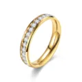 Goldener Edelstahl Ring mit Zirkonia Steinen, elegante Damen und Herren Modeschmuck Ring. - Größe 5 / Gold