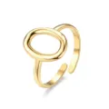 Bague ouverte dorée minimaliste, détail ovale irrégulier, bijou tendance pour femme élégante. - Ouvert Ajustable / Style 27 or