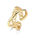Bague ouverte en acier inoxydable doré avec design de chaîne, bijoux de couple réglables. - Ouvert Ajustable / Style 14 Or