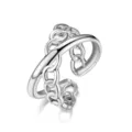 Bague ouverte en acier inoxydable avec chaîne, bijou de couple réglable et tendance. - Ouvert Ajustable / Style 14 Argent