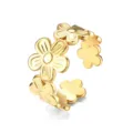Bague ouverte fleur dorée pour femmes, bague florale en acier inoxydable réglable. - Ouvert Ajustable / Style 16 doré