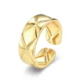 Bague ouverte reglable en acier inoxydable dore avec motif matelass classique bijou mode. - Ouvert Ajustable / Style 17 doré