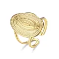 Bague ouverte or avec motif ovale en relief vintage, anneau ajustable en acier inoxydable. - Ouvert Ajustable / Style 18 doré