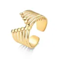 Bague ouverte de couleur dorée au design osseux multi-brins en acier inoxydable réglable. - Ouvert Ajustable / Style 19 doré
