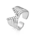 Bague ouverte en acier inoxydable avec design d'os unique, bague gothique ajustable élégante. - Ouvert Ajustable / Style 19 Argent