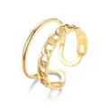 Bague ouverte double couche en acier inoxydable doré bijou tendance réglable - Ouvert Ajustable / Style 20 doré