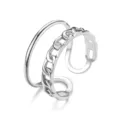 Bague ouverte double couche en acier inoxydable style minimaliste chaîne réglable chic - Ouvert Ajustable / Style 20 argenté