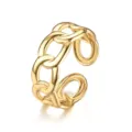 Bague ouverte chaine en acier inoxydable dore bijoux de couple mode reglable article - Ouvert Ajustable / Style 23 doré