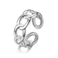 Bague ouverte en acier inoxydable style chaîne, taille réglable, bijoux tendance pour couple. - Ouvert Ajustable / Style 23 argenté