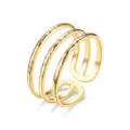 Bague ouverte multicouche dorée en acier inoxydable réglable mode bijoux pour femme chic - Ouvert Ajustable / Style 25 or