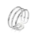 Bague ouverte multi-bandes en acier inoxydable réglable bijoux géométriques argentés - Ouvert Ajustable / Style 25 argent