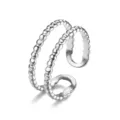 Bague ouverte double en perles d'acier inoxydable, bague élégante pour le quotidien. - Ouvert Ajustable / Style 26 argent