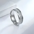 Men stainless steel ring with unique textured rime pattern center groove polished edges fashion jewelry - 8mm Stainless Steel - Women's Rime Pattern Rings