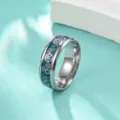 Punk Stil Edelstahlring mit blauem Glitzer Zahnrad Inlay, kreativer Silberschmuck Alltag. - Größe 7 / Blauer Zahnrad-Stil