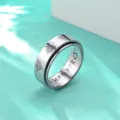 Edelstahl drehbarer Wikinger Runen Ring, Detailansicht zeigt nordische Symbole und Antistress Design. - Größe 13 / Silber