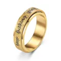 Goldener Edelstahl Spinner Ring mit Gravur, matter Perlen Sand Textur für Herren. - US Größe 5 / Gold