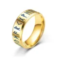 Goldener Wikinger Runen Ring für Herren 8mm breiter Edelstahl nordischer Talisman Schmuck - Größe 6 / Gold