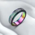 Edelstahl-Spinnerring mit regenbogenfarbener Innenseite und strukturierter Glitzer-Aussenseite. - US Größe 5 / bunt