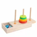 Wooden Tower of Hanoi puzzle toy, 10-layer brain teaser game with storage box for kids. - Large Tower of Hanoi
