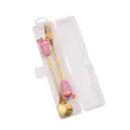 Set de cuchara y tenedor de acero inoxidable con asas de silicona y caja de almacenamiento rosa. - Set de Cuchara y Tenedor Taza de Té / Set de dos piezas / Rosa